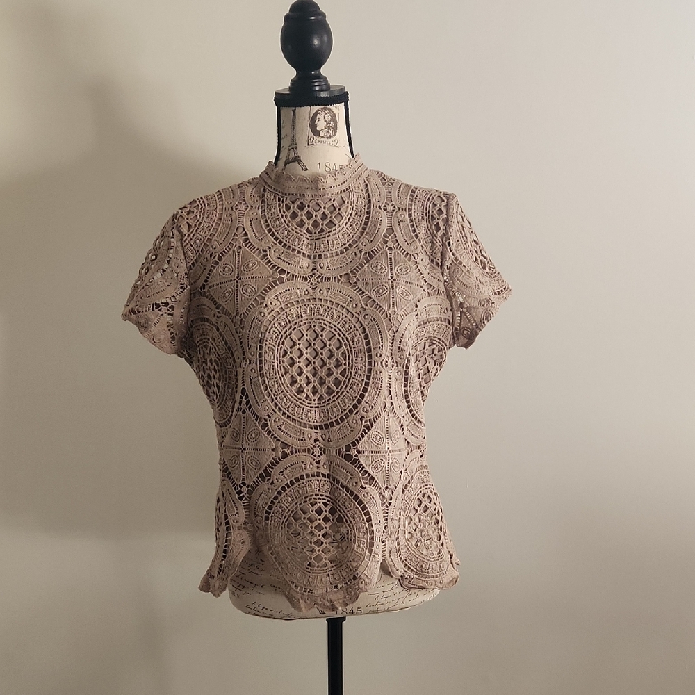 Elegant Lace Women Top - Beige
